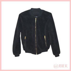 4SIENNA Black Faux Fur Bomber Jacket